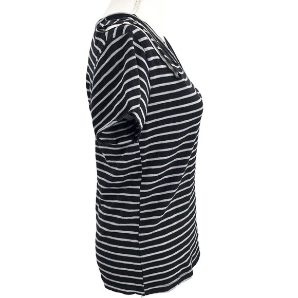 LNA Clothing Women’s Black & White Striped Cut-Out Shoulder Tee Shirt Size XS - Picture 5 of 8